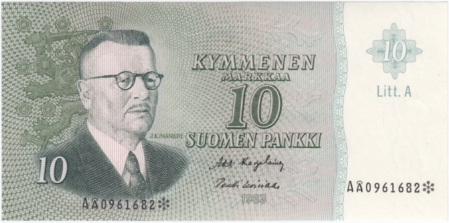 10 Markkaa 1963 Litt.A AÅ0961682*